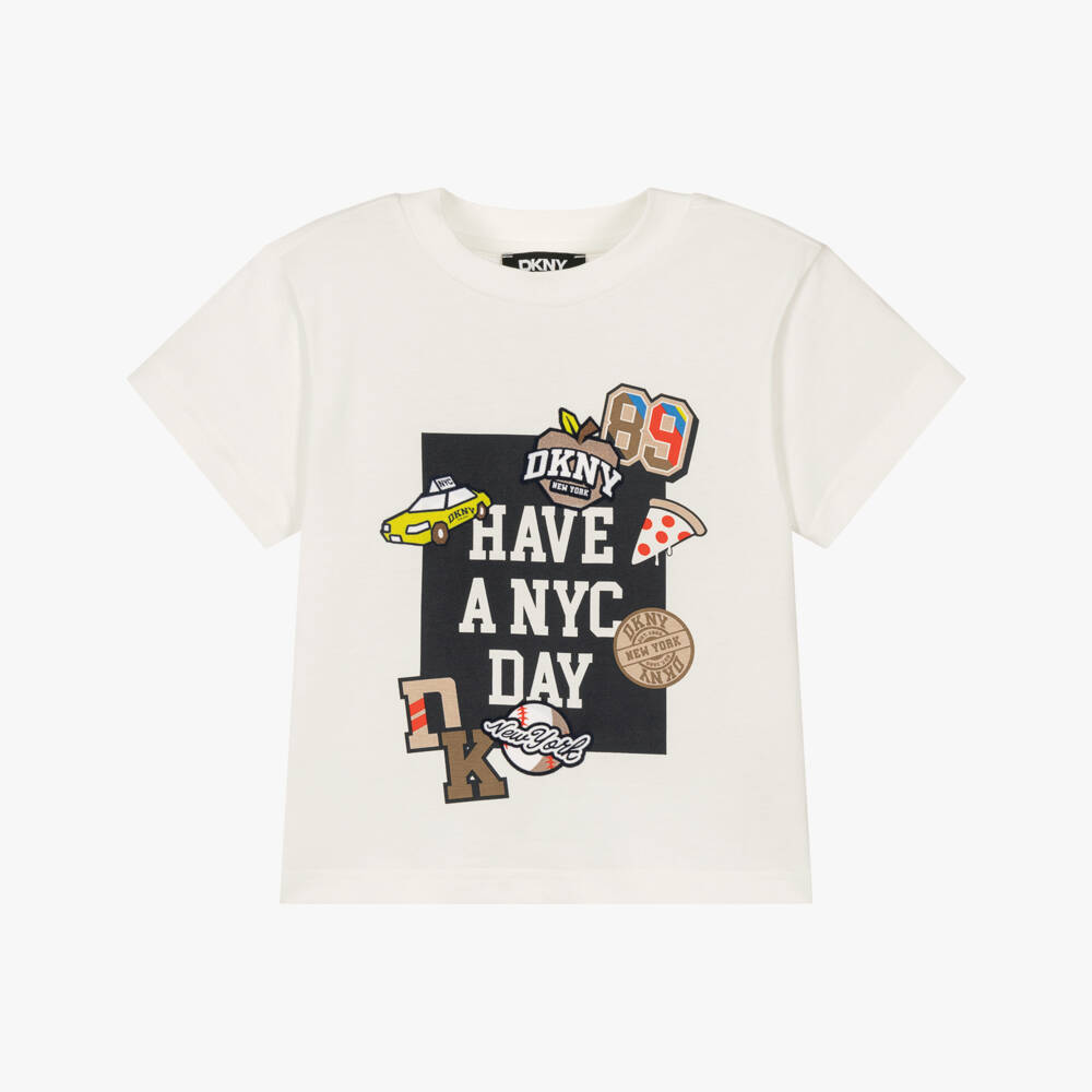 DKNY-Boys White NYC Day T-Shirt | Childrensalon
