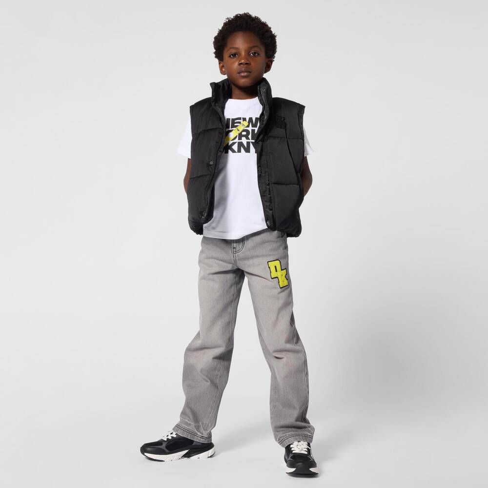 DKNY-Boys White T-Shirt with NYC Print | Childrensalon