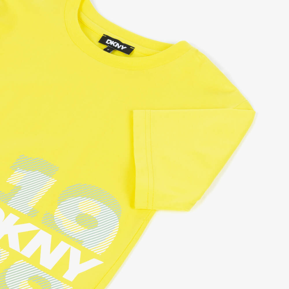 DKNY-Boys Yellow Cotton T-Shirt with 1989 Logo | Childrensalon
