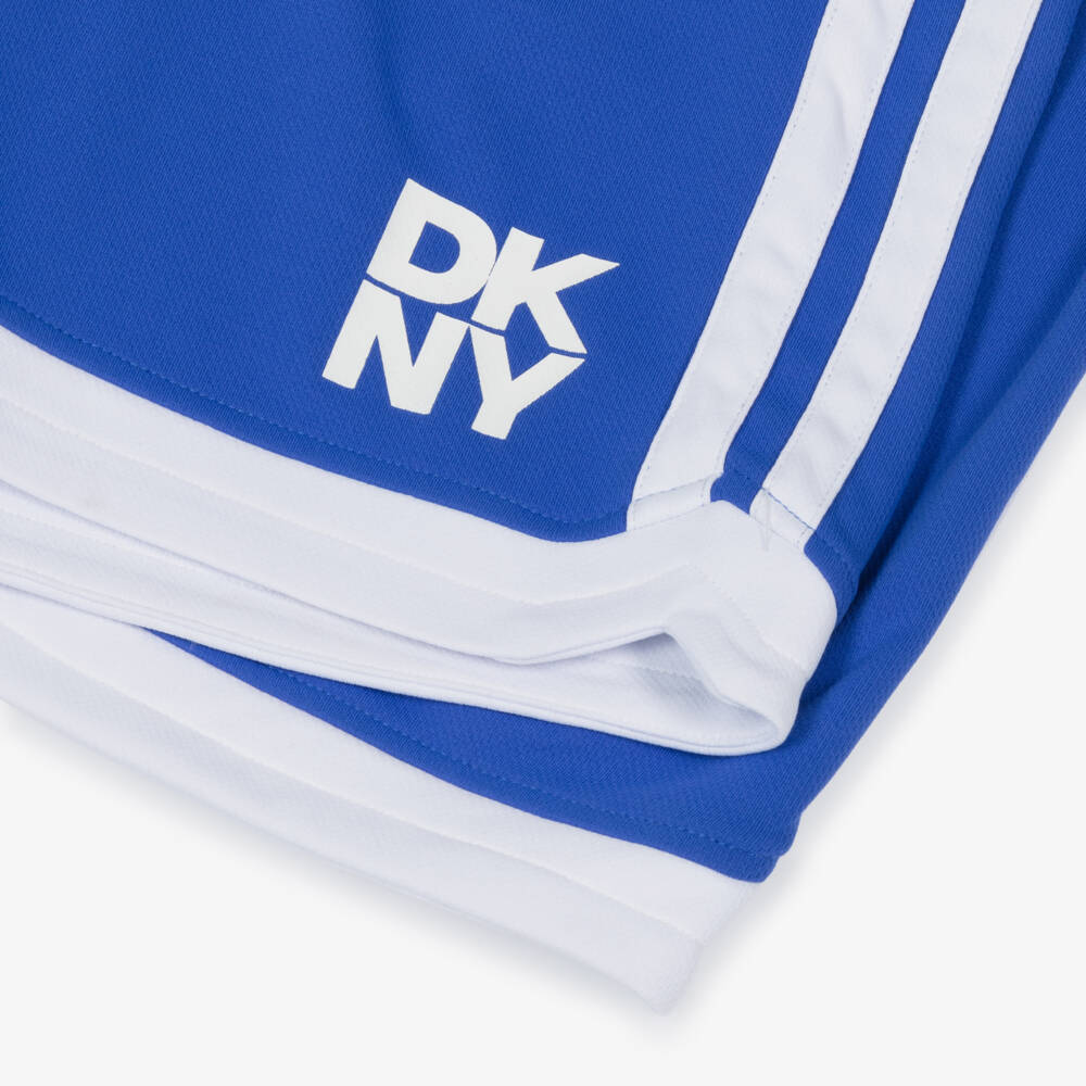 DKNY-Bright Blue Sporty Shorts with White Trims & Logo Print | Childrensalon