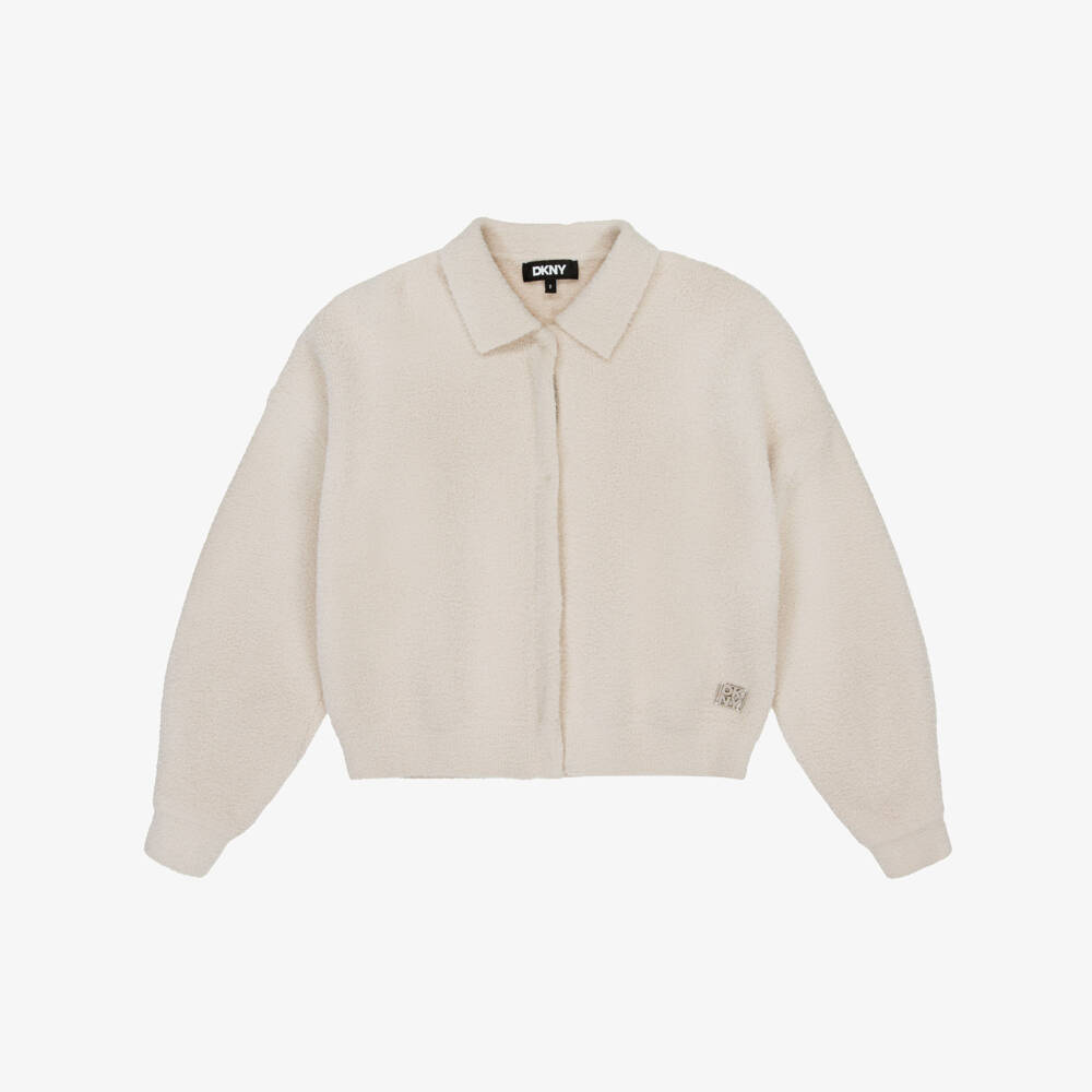 DKNY-كارديغان محبوك لون بيج للبنات  | Childrensalon