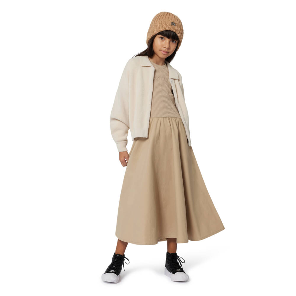 DKNY-كارديغان محبوك لون بيج للبنات | Childrensalon
