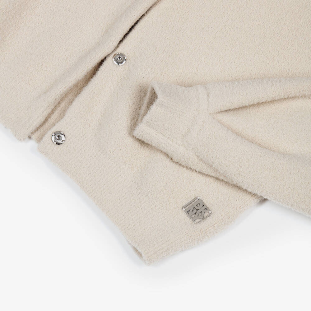 DKNY-كارديغان محبوك لون بيج للبنات | Childrensalon