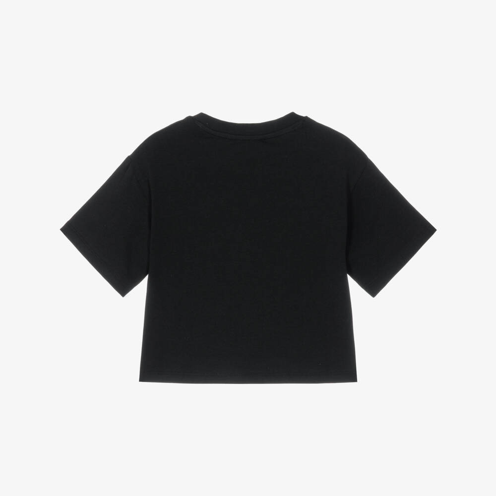 DKNY-Girls Black Cotton Graphic Print Boxy T-Shirt | Childrensalon