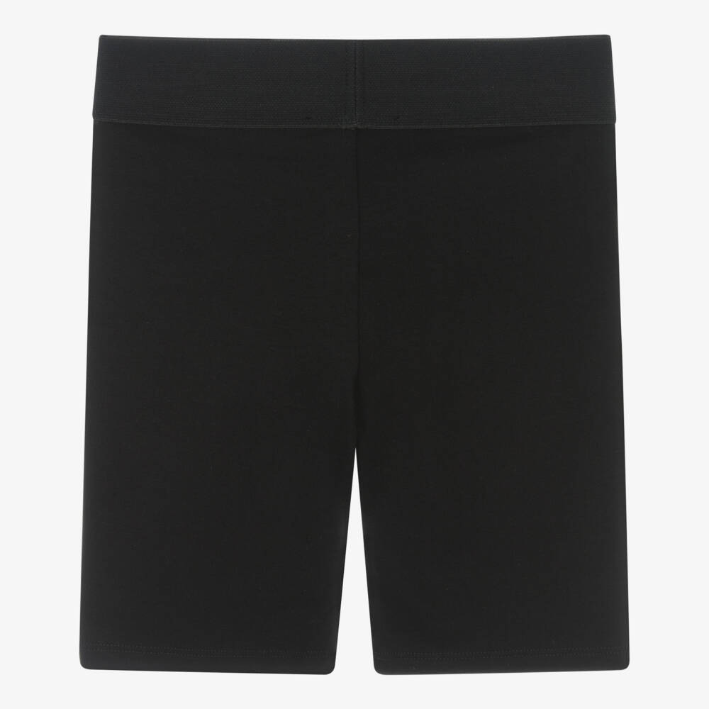 DKNY-Girls Black Cotton Jersey Cycling Shorts with White Logo | Childrensalon