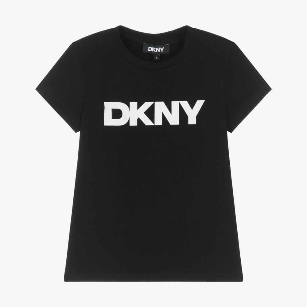 DKNY-Girls Black Cotton Jersey Logo T-Shirt | Childrensalon