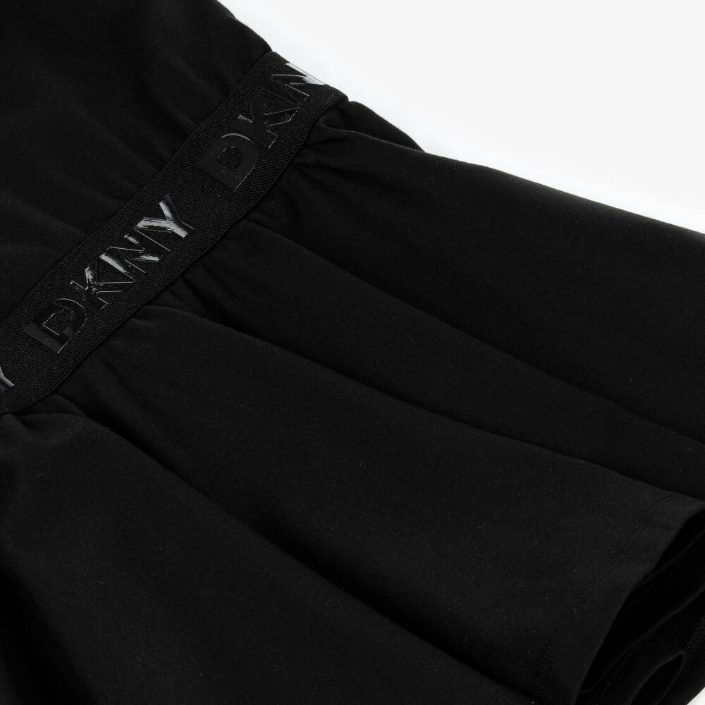 DKNY-Girls Black Milano Jersey & Mesh Logo Dress | Childrensalon