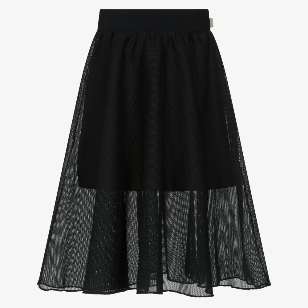 DKNY-تنورة جيرسي ميلانو وشبك لون أسود للبنات | Childrensalon