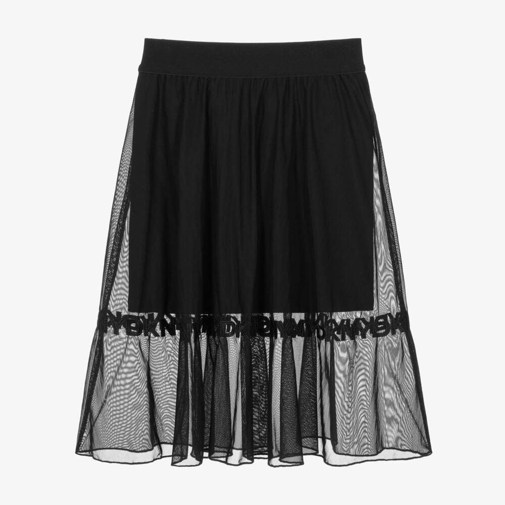DKNY-Girls Black Milano Jersey & Mesh Skirt  | Childrensalon