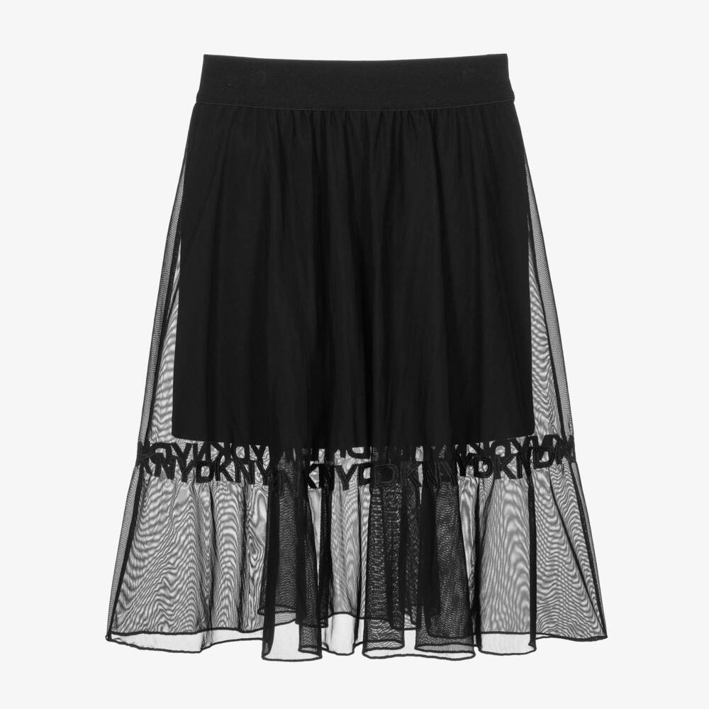 DKNY-Girls Black Milano Jersey & Mesh Skirt | Childrensalon