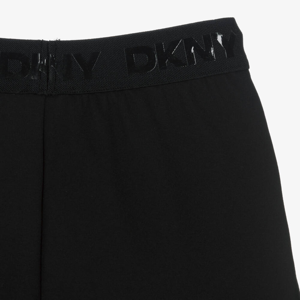 DKNY-Girls Black Milano Jersey Shorts with Repeat Logo Waistband | Childrensalon