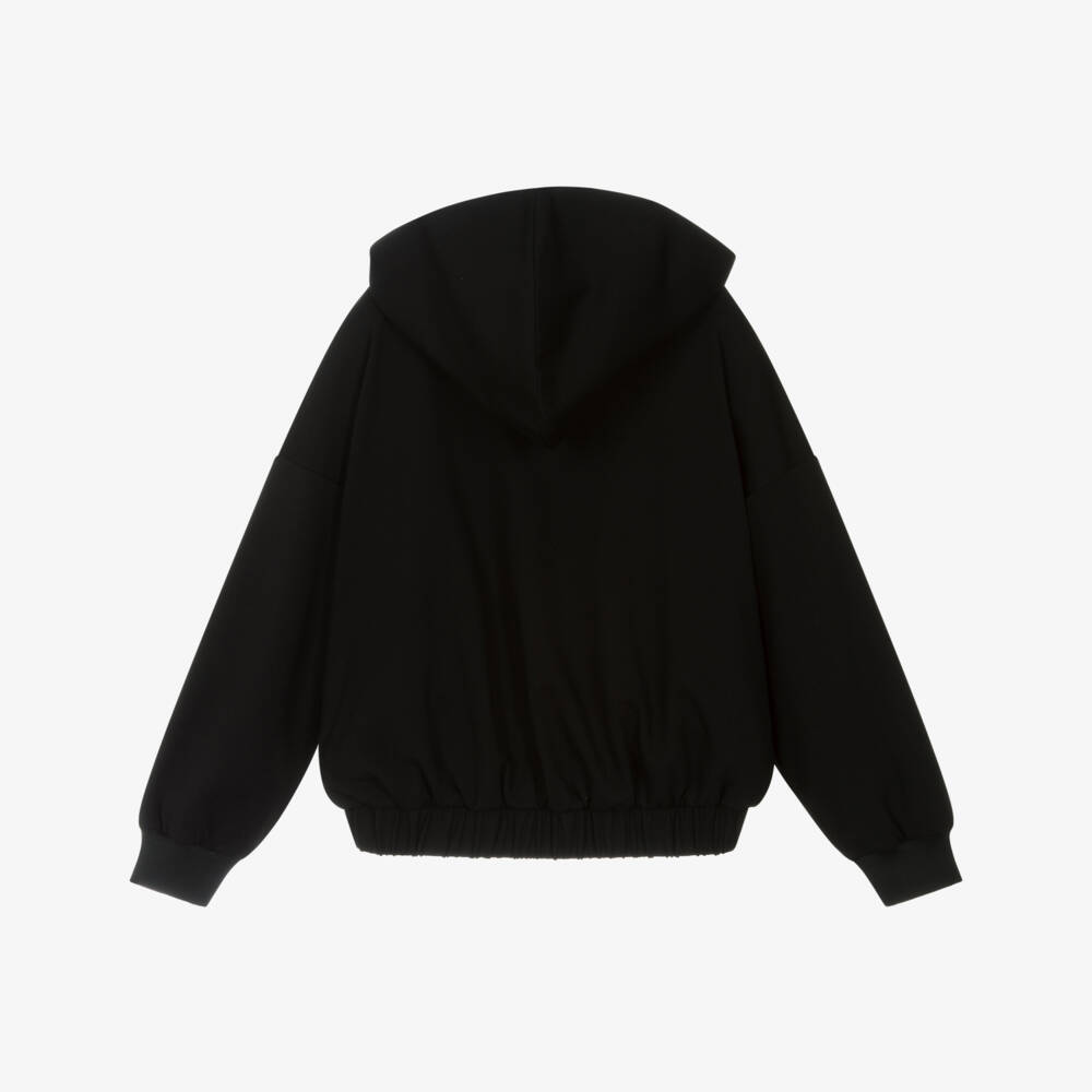 DKNY-توب بسحاب ميلانو جيرسي لون أسود للبنات  | Childrensalon