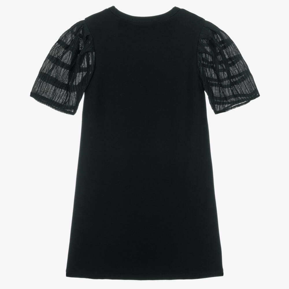 DKNY-Girls Black Milano Puff-Sleeved Dress | Childrensalon