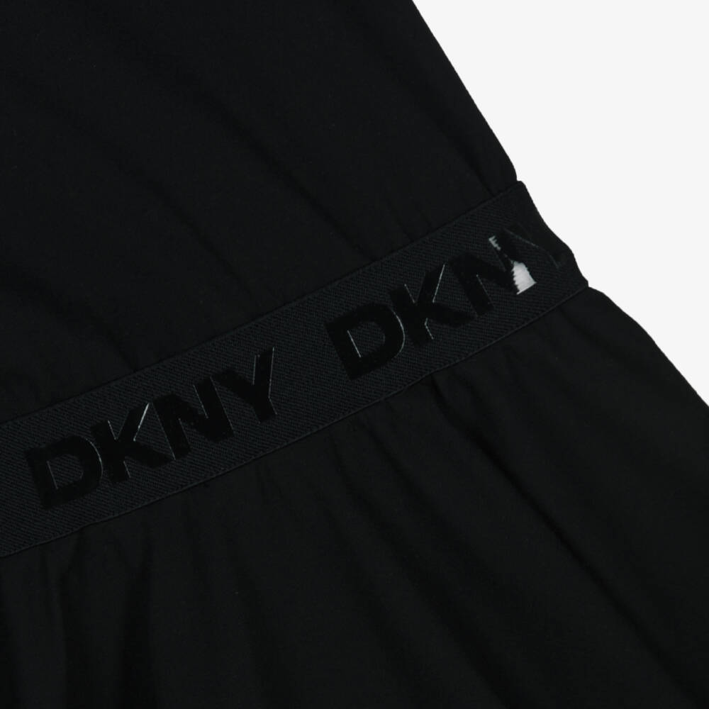 DKNY-Girls Black Scuba Jersey & Mesh Logo Dress | Childrensalon