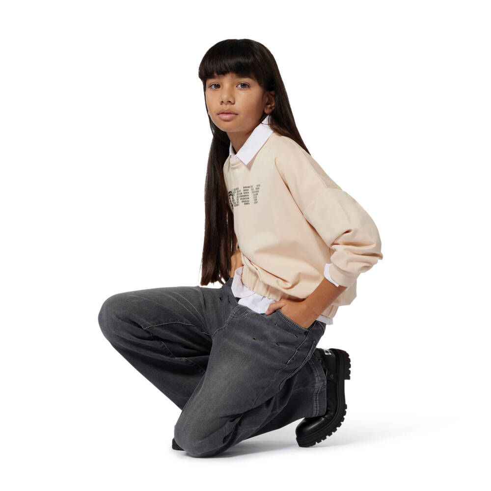 DKNY-جينز دنيم مغسول لون أسود للبنات  | Childrensalon