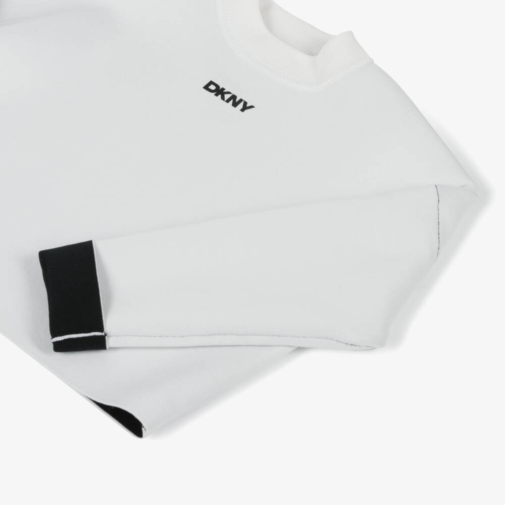 DKNY-بلوفر بوجهين لون أبيض وأسود للبنات  | Childrensalon