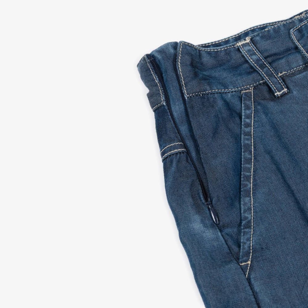 DKNY-Girls Blue Chambray Skort with Embroidered Silver Logo | Childrensalon