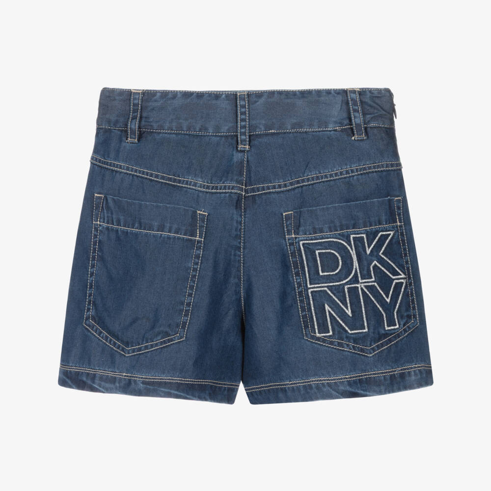 DKNY-Girls Blue Chambray Skort with Embroidered Silver Logo | Childrensalon