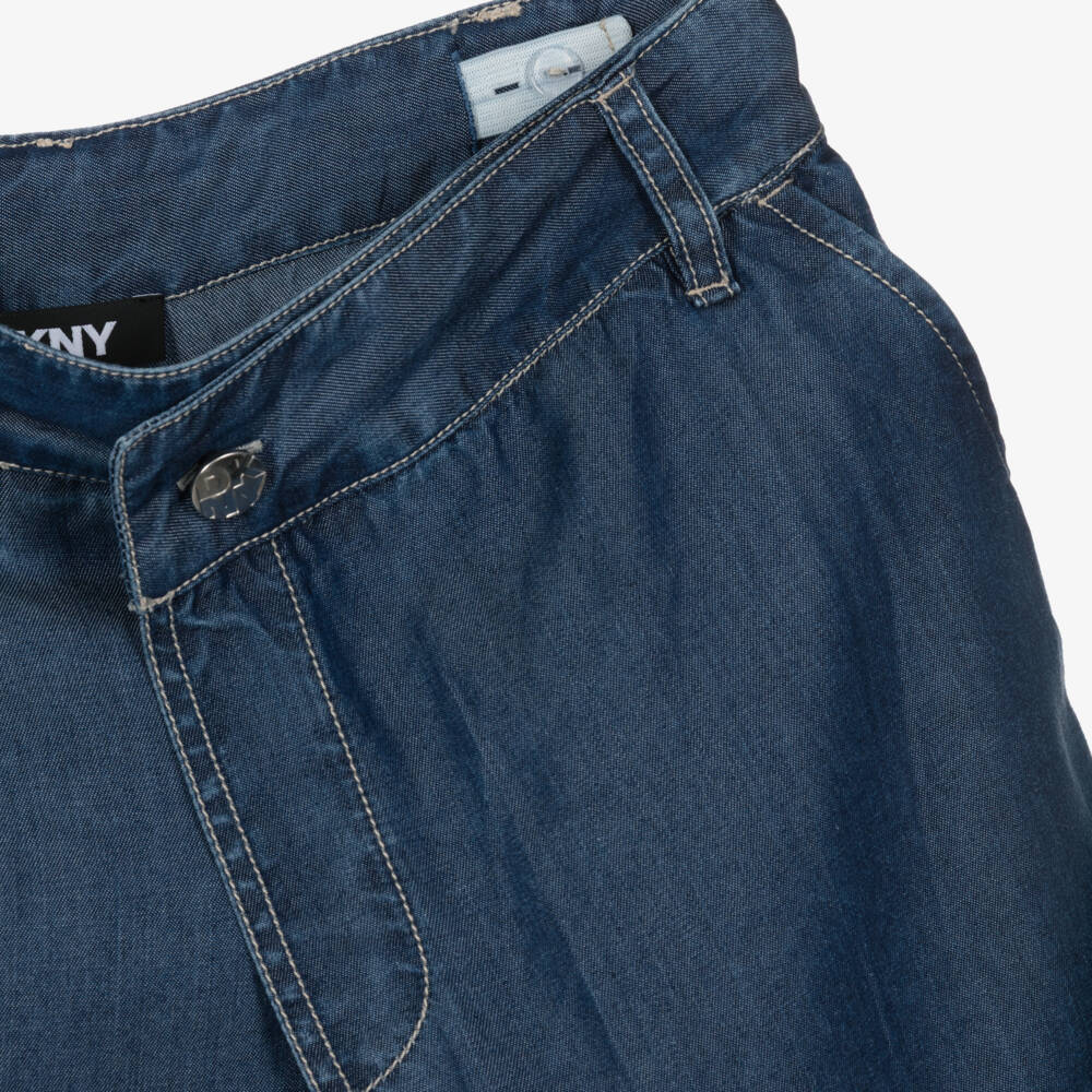 DKNY-Girls Blue Chambray Skort with Embroidered Silver Logo | Childrensalon