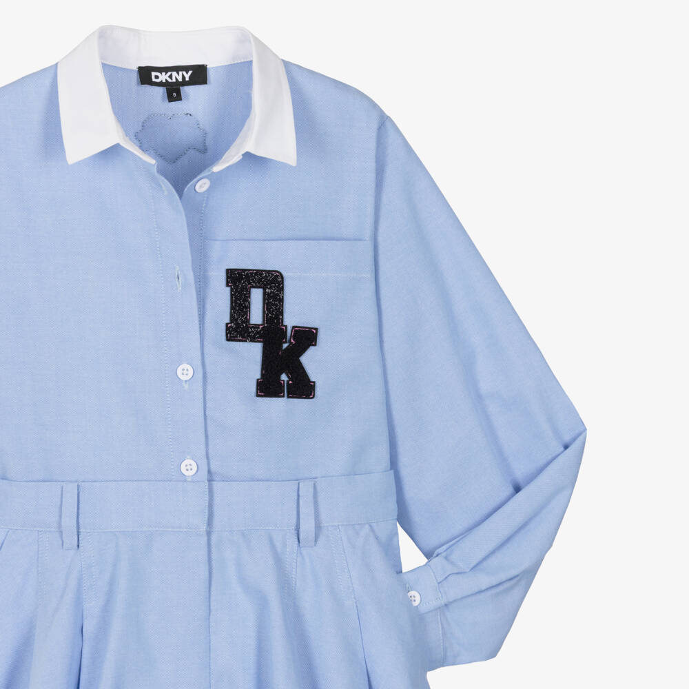 DKNY-Girls Blue Long Sleeved Shirt Dress | Childrensalon