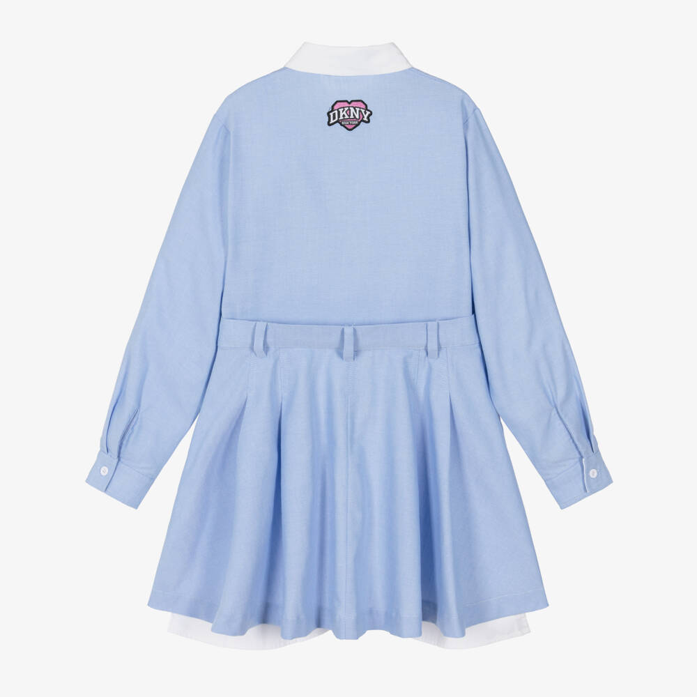 DKNY-Girls Blue Long Sleeved Shirt Dress | Childrensalon