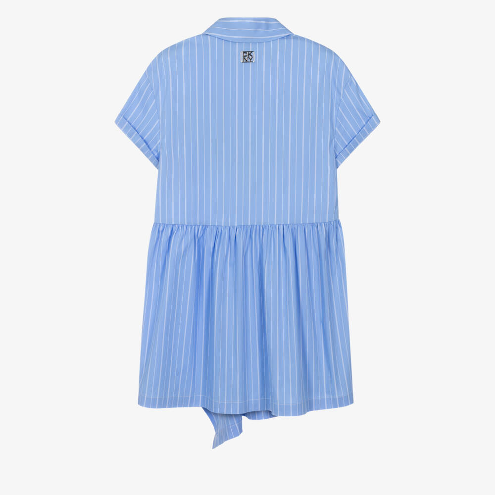 DKNY-Girls Blue Striped Asymmetric Shirt Dress | Childrensalon