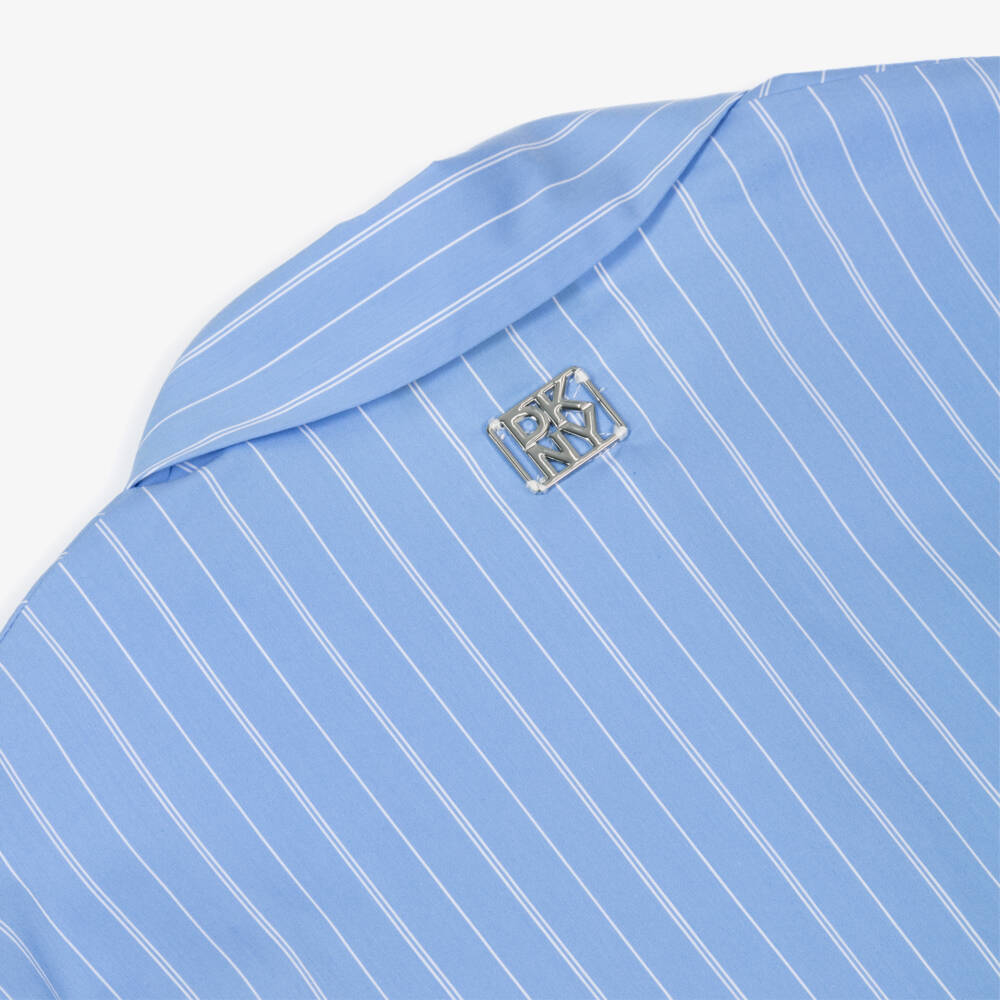 DKNY-Girls Blue Striped Asymmetric Shirt Dress | Childrensalon