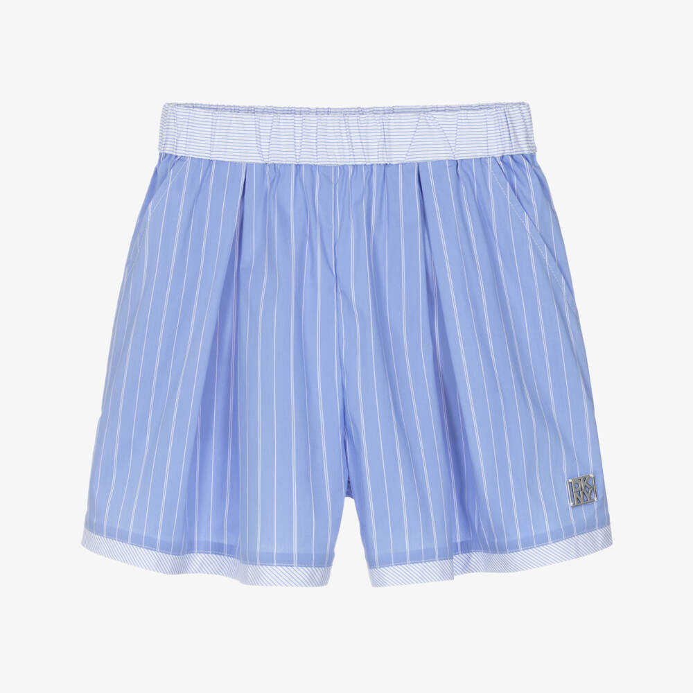 DKNY-Girls Blue Striped Poplin Shorts | Childrensalon
