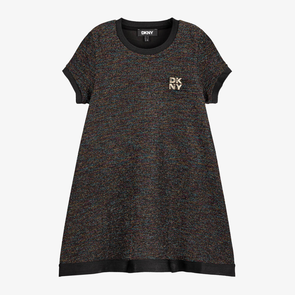 DKNY - Girls Glittery Black Jersey Dress | Childrensalon DKNY - Girls Glittery Black Jersey Dress | Childrensalon
