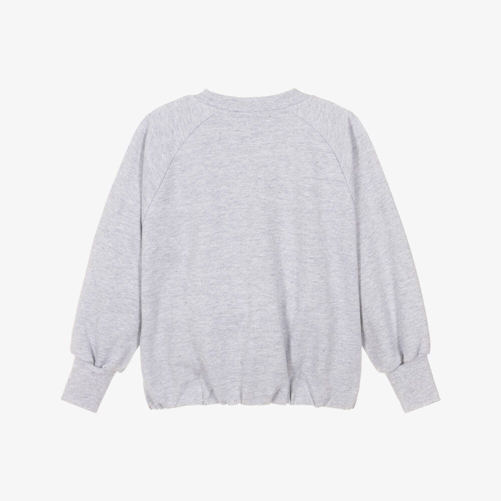 DKNY-Girls Grey Marl Jersey Logo Sweatshirt | Childrensalon