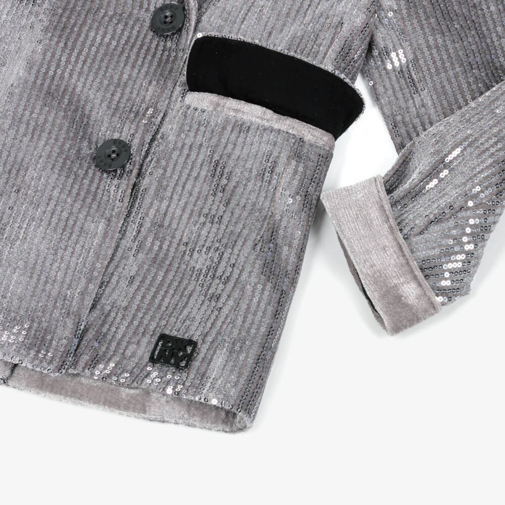 DKNY-بليزر مزين بالترتر لون رمادي للبنات | Childrensalon