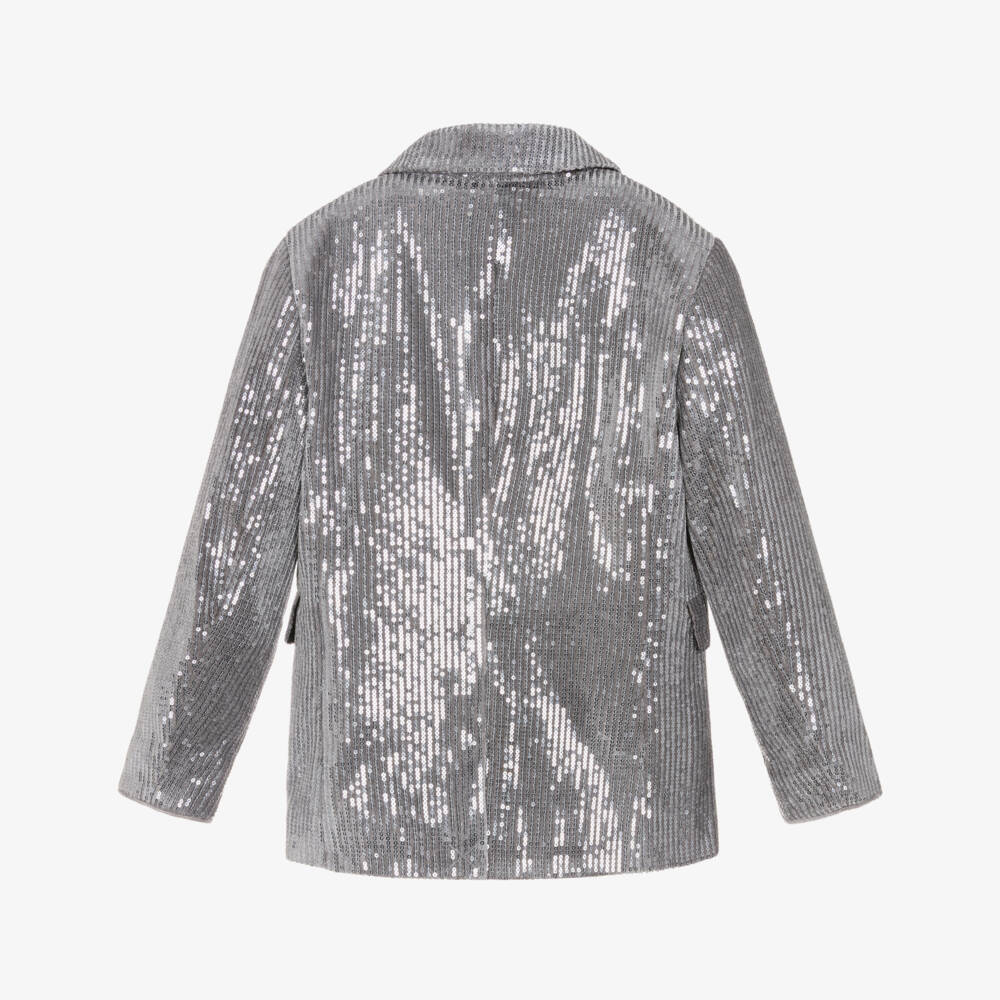 DKNY-بليزر مزين بالترتر لون رمادي للبنات | Childrensalon