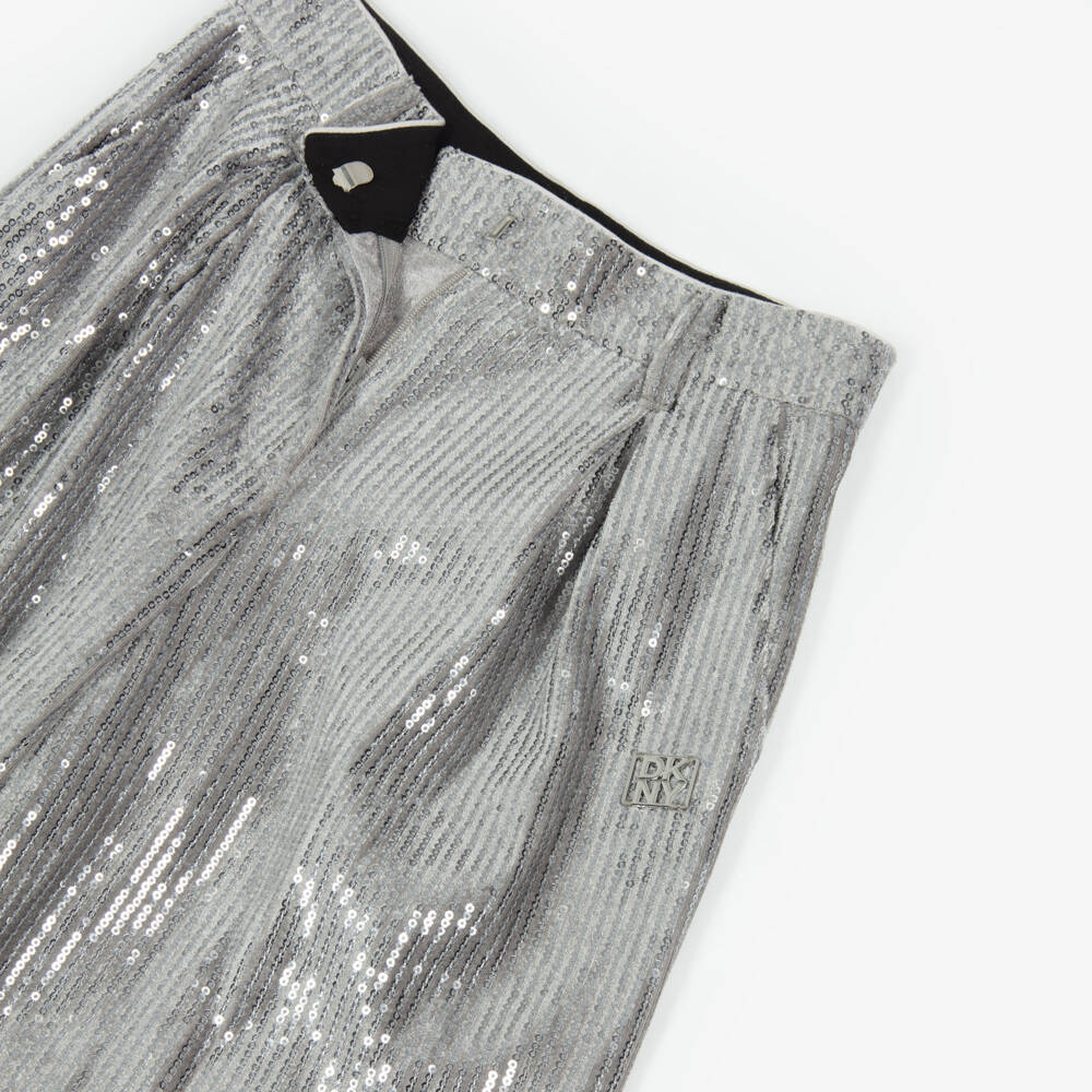 DKNY-بنطلون مزين بالترتر لون رمادي للبنات | Childrensalon