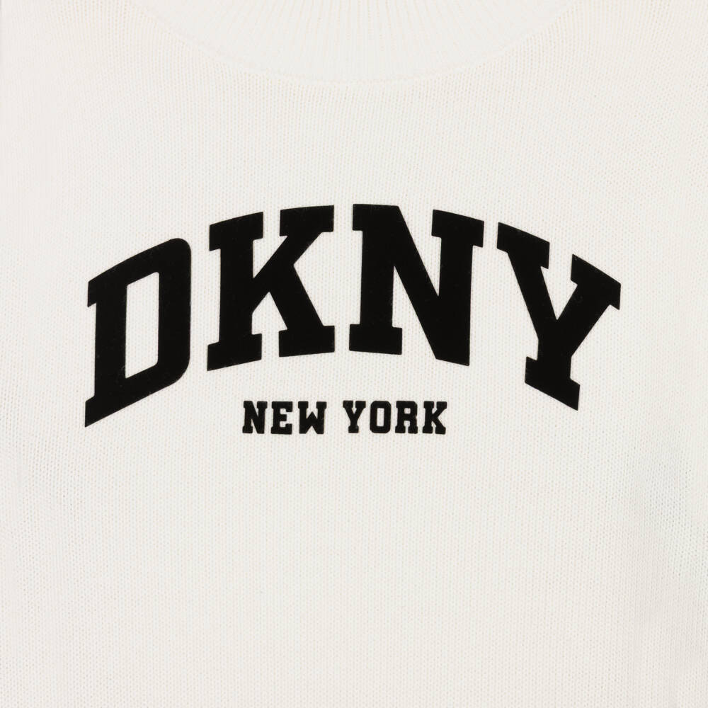 DKNY-Girls Ivory & Black Cotton Knit Sweater | Childrensalon