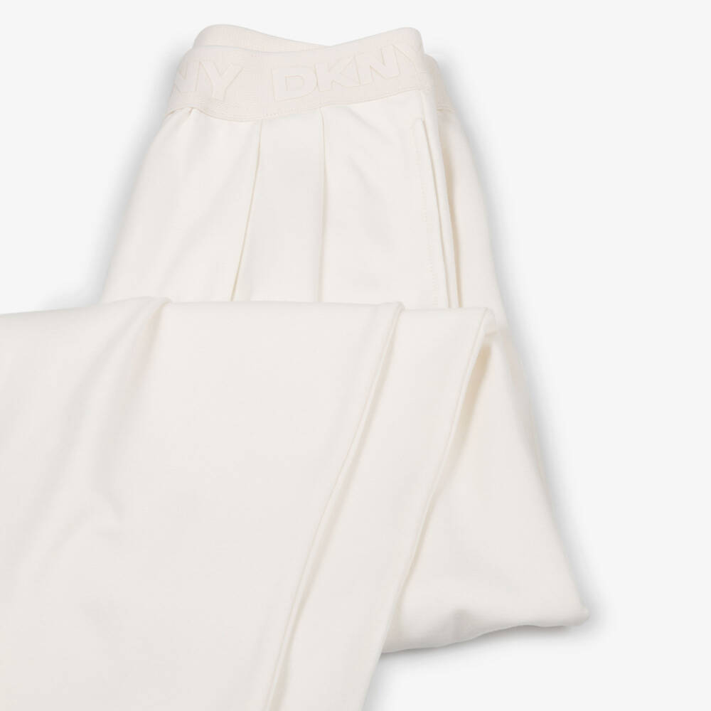 DKNY-Girls Ivory Milano Jersey Trousers with Logo Waistband | Childrensalon