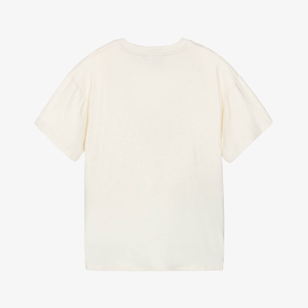 DKNY-Футболка кремово-золотистая укороченная с узлом для девочек | Childrensalon