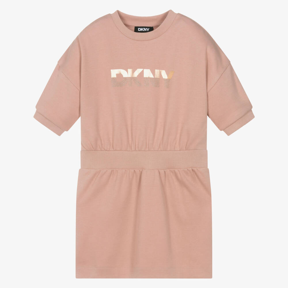 DKNY-فستان مزيج قطن جيرسي لون زهري | Childrensalon