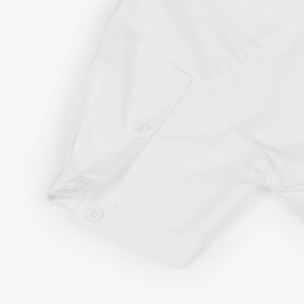 DKNY-Girls White Cotton Shirt with Stacked Diamanté Logo | Childrensalon