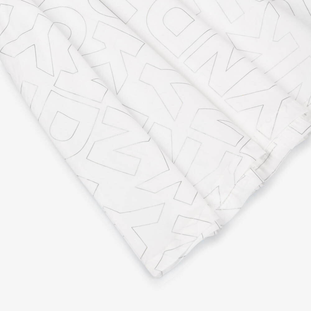 DKNY-Платье без рукавов белое с серебристым логотипом для девочек | Childrensalon