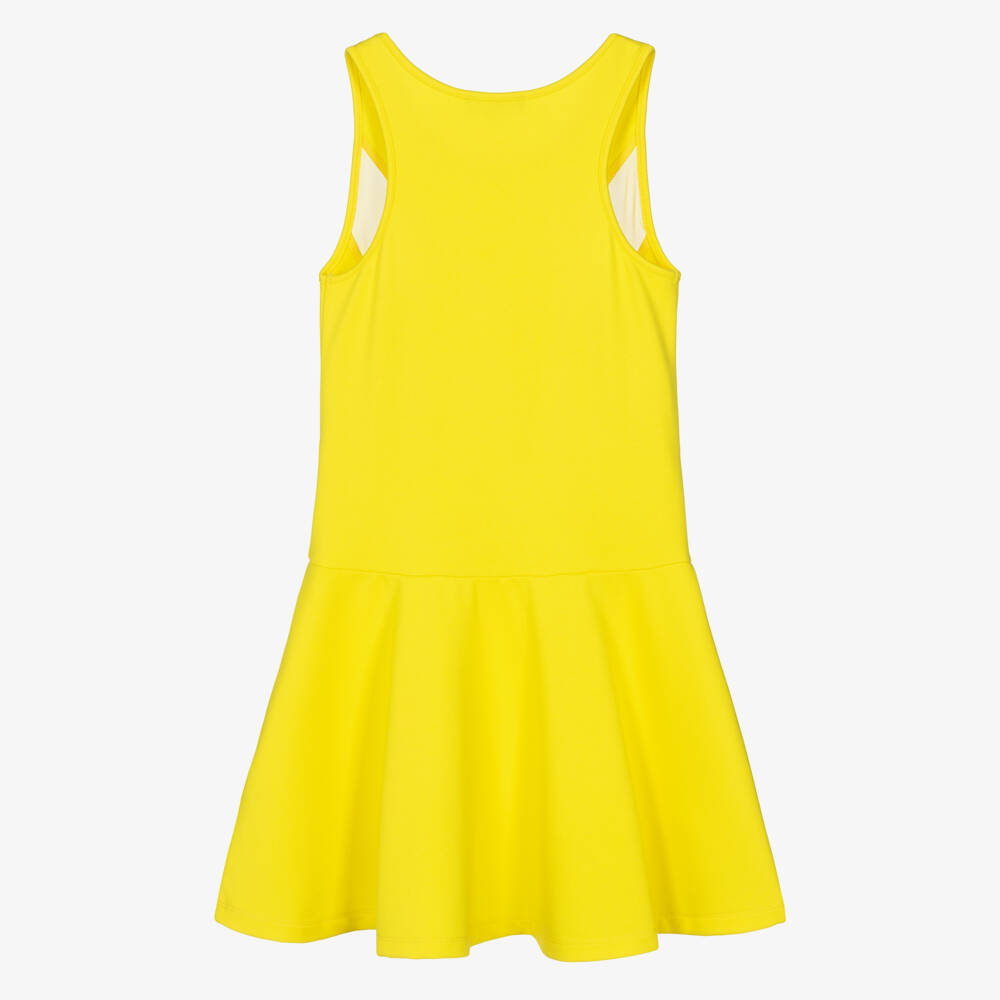 DKNY-Girls Yellow Jersey Dress with Stacked Logo | Childrensalon