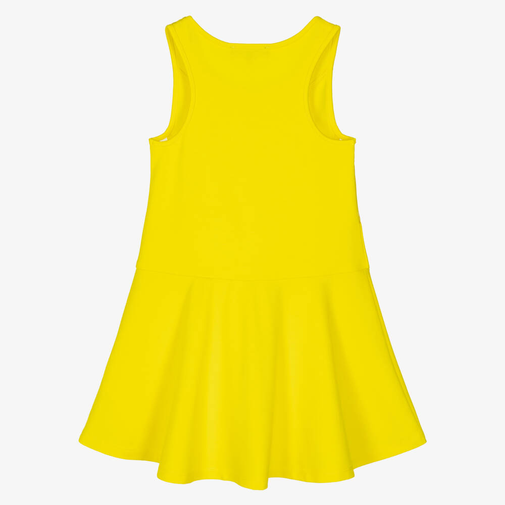 DKNY-Girls Yellow Jersey Dress with Stacked Logo | Childrensalon