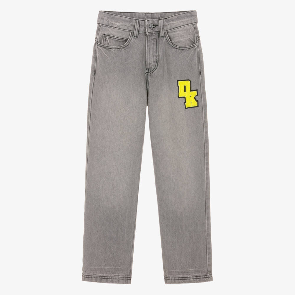 DKNY-Grey & Yellow DK Patch Jeans | Childrensalon