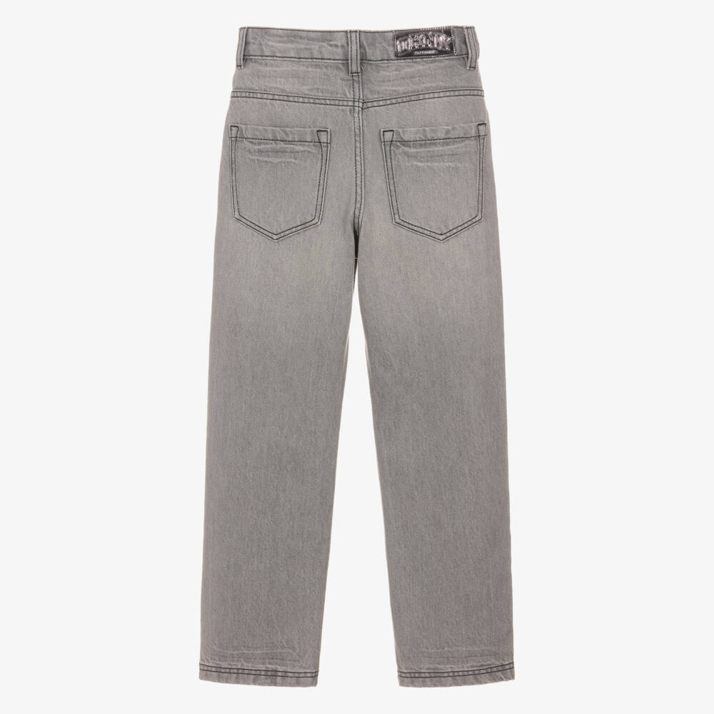 DKNY-Grey & Yellow DK Patch Jeans | Childrensalon