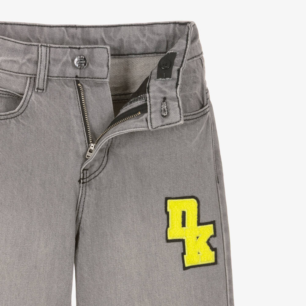 DKNY-Grey & Yellow DK Patch Jeans | Childrensalon