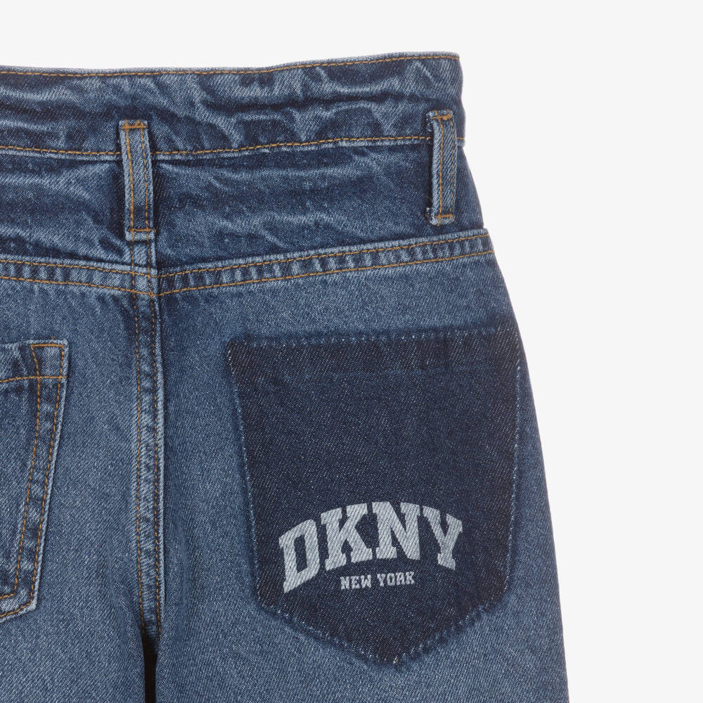 DKNY-Mid-Blue Denim Jeans with Faux Logo Pocket | Childrensalon