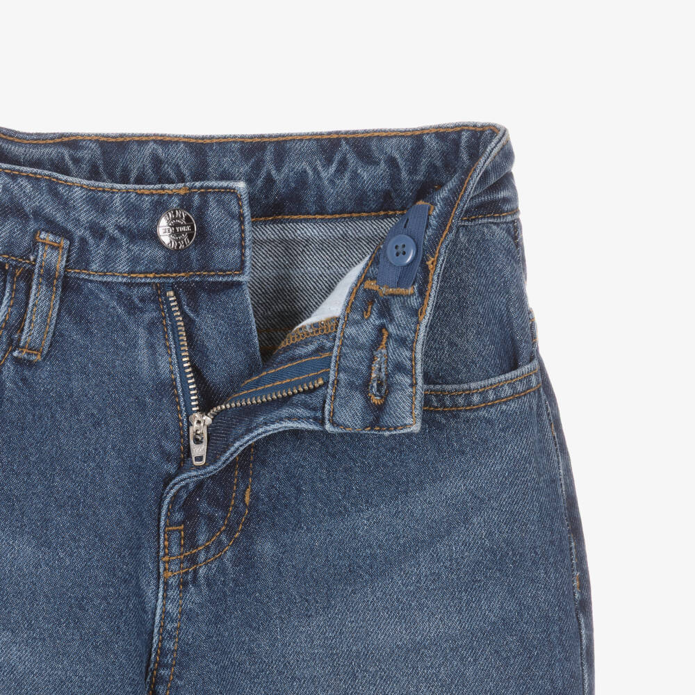 DKNY-Mid-Blue Denim Jeans with Faux Logo Pocket | Childrensalon