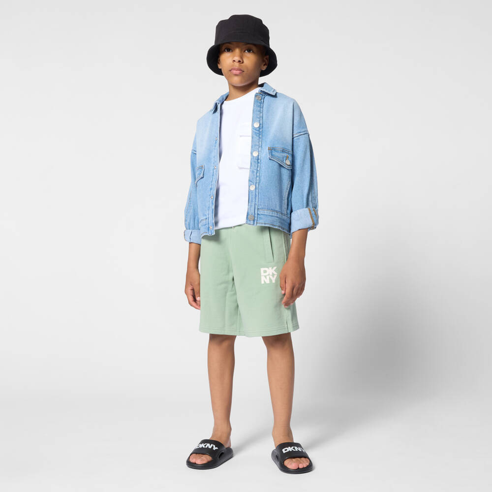 DKNY-شورت جيرسي برباط لون أخضر باستيل | Childrensalon