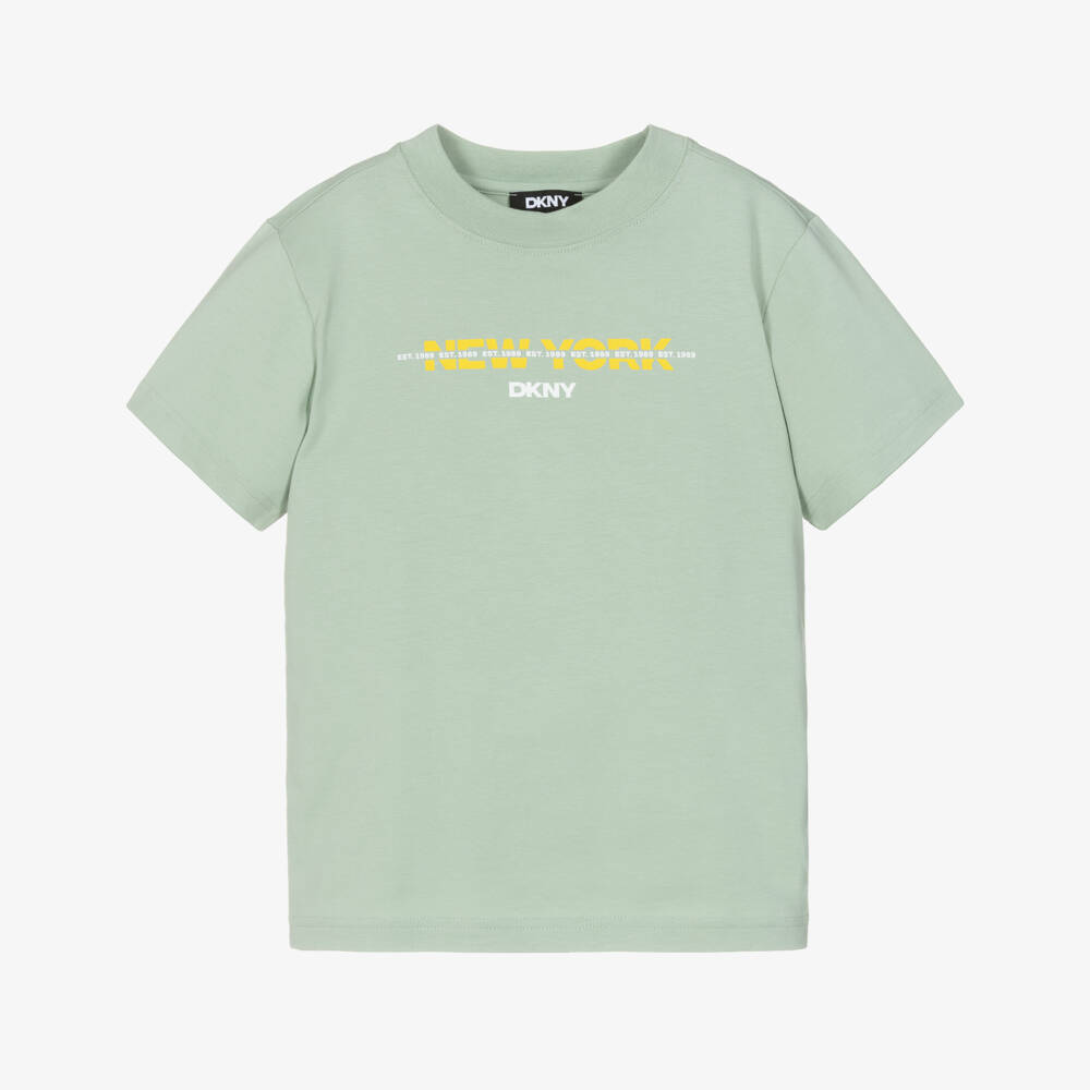 DKNY-Pastel Green Logo Print Cotton Jersey T-Shirt | Childrensalon
