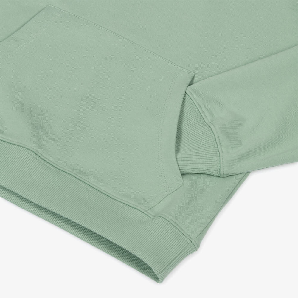 DKNY-Sage Green Jersey Hoodie with White Logo Prints | Childrensalon