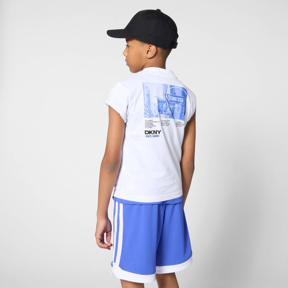 DKNY-Футболка белая хлопковая с логотипом | Childrensalon